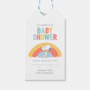 Snoopy & Woodstock Regenbogen-Baby-Party Dankeschö Geschenkanhänger