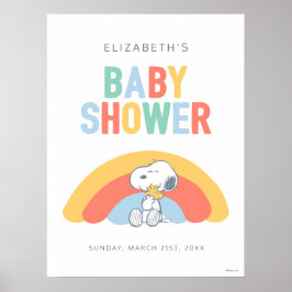 Snoopy & Woodstock Regenbogen-Baby-Party Poster