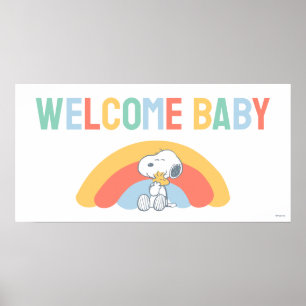 Snoopy & Woodstock Regenbogen-Baby-Party Poster