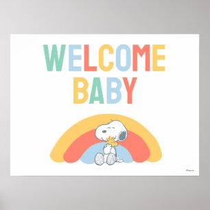 Snoopy & Woodstock Regenbogen-Baby-Party Poster