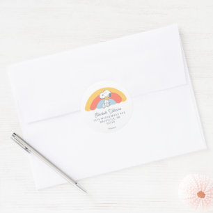 Snoopy & Woodstock Regenbogen-Baby-Shower Klassike Runder Aufkleber