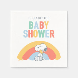 Snoopy & Woodstock Regenbogen-Baby-Shower-Serviett Serviette