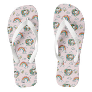 Snoopy & Woodstock Regenbogen Herzmuster Flip Flops