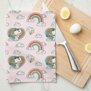 Snoopy & Woodstock Regenbogen Herzmuster Geschirrtuch