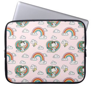 Snoopy & Woodstock Regenbogen Herzmuster Laptopschutzhülle