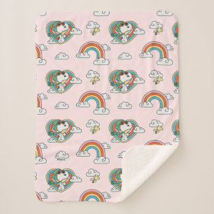 Snoopy & Woodstock Regenbogen Herzmuster Sherpadecke