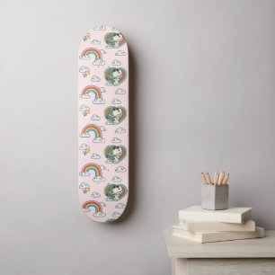 Snoopy & Woodstock Regenbogen Herzmuster Skateboard