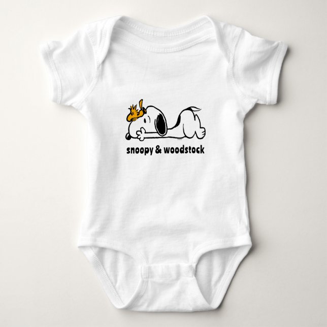 Snoopy & Woodstock | Smile Giggle Laugh Baby Strampler (Vorderseite)