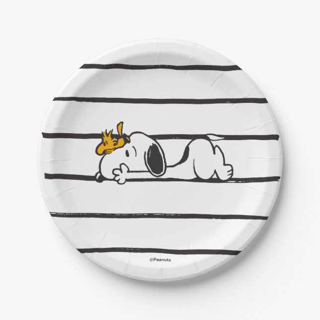 Snoopy & Woodstock | Smile Giggle Laugh Pappteller (Vorderseite)