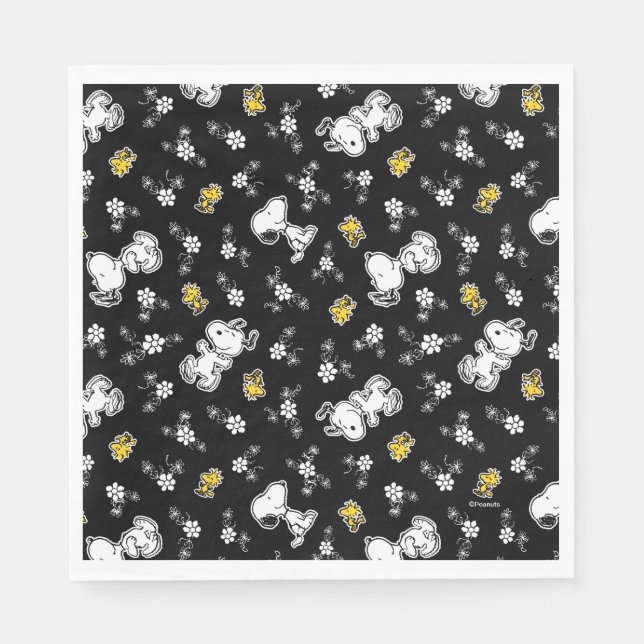 Snoopy & Woodstock Spaß & Blume Serviette (Vorderseite)