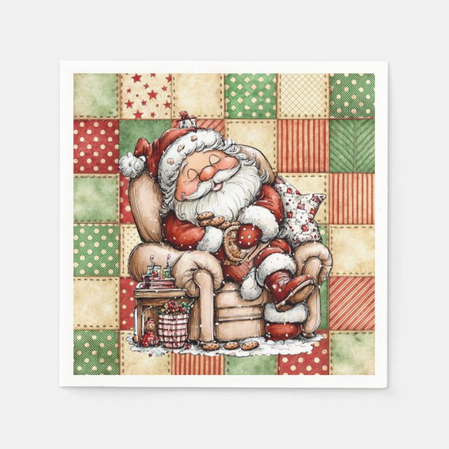 Snoozing Santa Claus On Christmas Eve Serviette (Vorderseite)