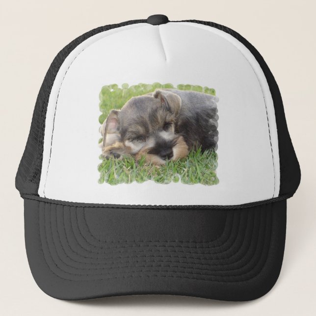 Snoozing Schnauzer-Baseball-Mütze Truckerkappe (Vorderseite)