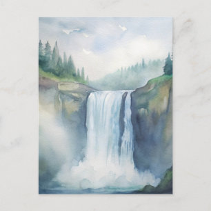 Snoqualmie Falls, WA Aquarellmalerei Postkarte