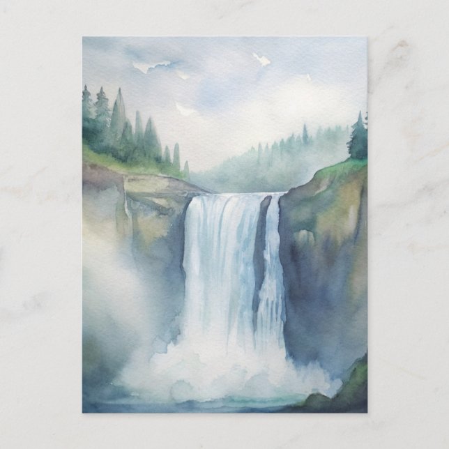 Snoqualmie Falls, WA Aquarellmalerei Postkarte (Vorderseite)