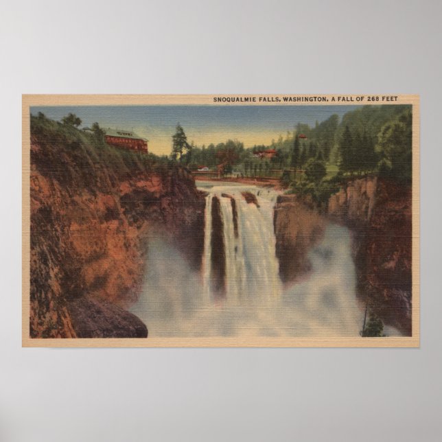 Snoqualmie Falls, WA - Aussicht auf Wasserfälle &  Poster (Vorne)