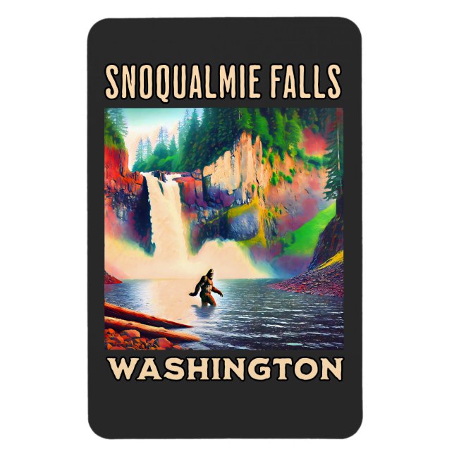Snoqualmie Falls Washington Shirt, Sasquatch Magnet (Vertikal)