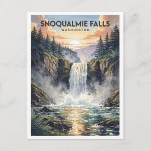 Snoqualmie Falls Washington Vintage Reise Postkarte