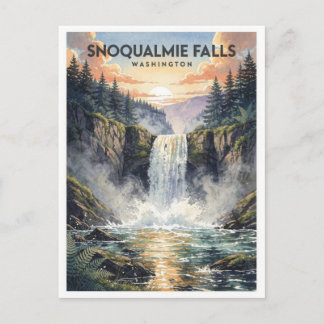 Snoqualmie Falls Washington Vintage Reise Postkarte