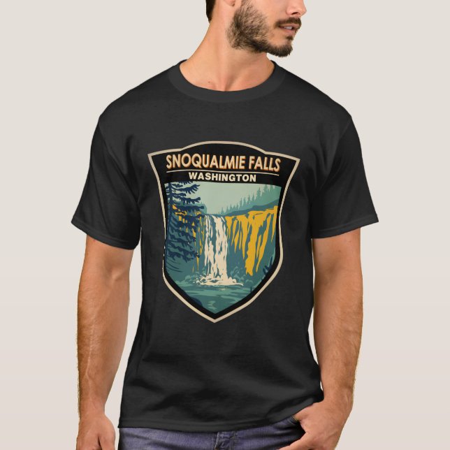 Snoqualmie Falls Washington Waterfall Abzeichen T-Shirt (Vorderseite)
