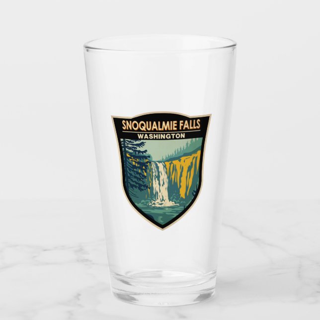Snoqualmie Falls Washington Waterfall Vintag Glas (Vorderseite)
