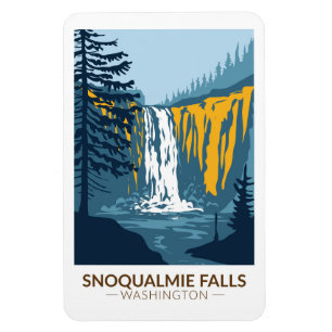 Snoqualmie Falls Washington Waterfall Vintag Magnet