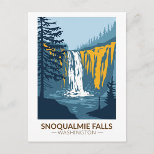 Snoqualmie Falls Washington Waterfall Vintag Postkarte