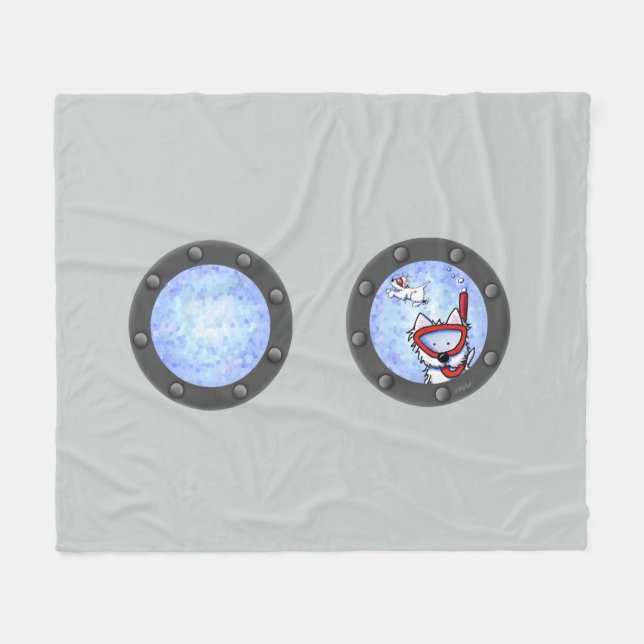 Snorkel Westie Portholes Fleece Blanket (Vorderseite (Horizontal))