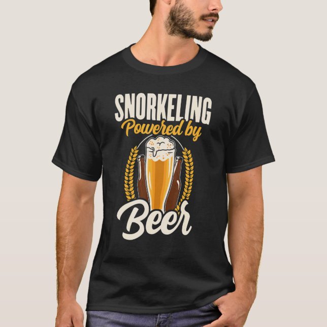 Snorkeling Powered By Beer Snorkel Scuba Diver Div T-Shirt (Vorderseite)