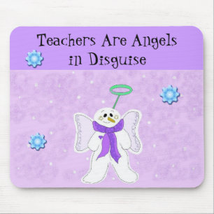 Snow Angel mit Lehrerbotschaft Mousepad