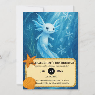 Snow Axolotl im Eisreich Geburtstag Einladung