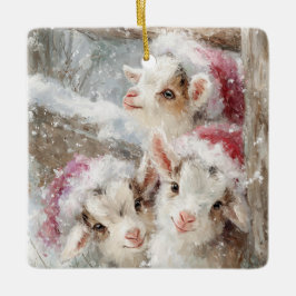 Snow Babies Christmas Goats 10 - YOUR PHOTO Keramikornament