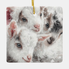 Snow Babies Christmas Goats 4 - YOUR PHOTO Keramikornament