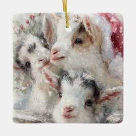 Snow Babies Christmas Goats 6 - YOUR PHOTO Keramikornament