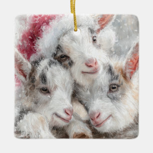 Snow Babies Christmas Ziegen 1 - DEIN FOTO Keramikornament