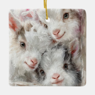 Snow Babies Christmas Ziegen 3 - DEIN FOTO Keramikornament