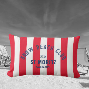 Snow Beach Club Red Cabana Strip Winter Kissen Für Draußen