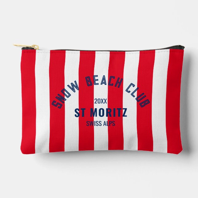 Snow Beach Club Red Cabana Strip Winter Zubehörtasche (Vorderseite)