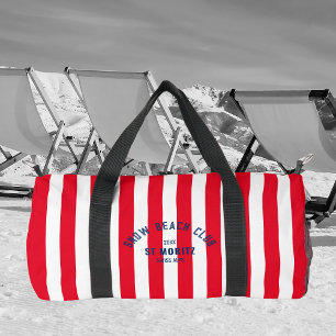 Snow Beach Club Red Cabana Stripe Monogram Duffle Bag