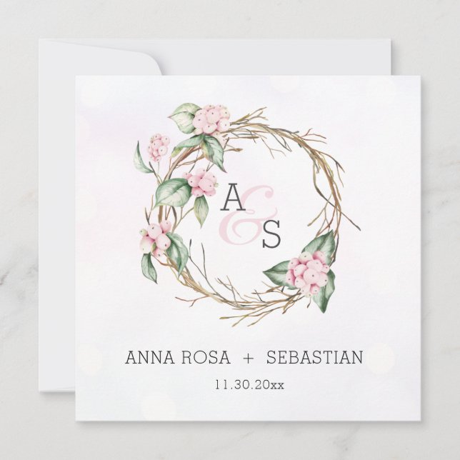 *~* Snow Berry Boho UAWG AR AR12 Winterhochzeit Einladung (Vorderseite)