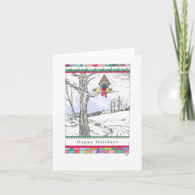 "Snow Birds" Custom Christmas Card Feiertagskarte (Vorderseite)