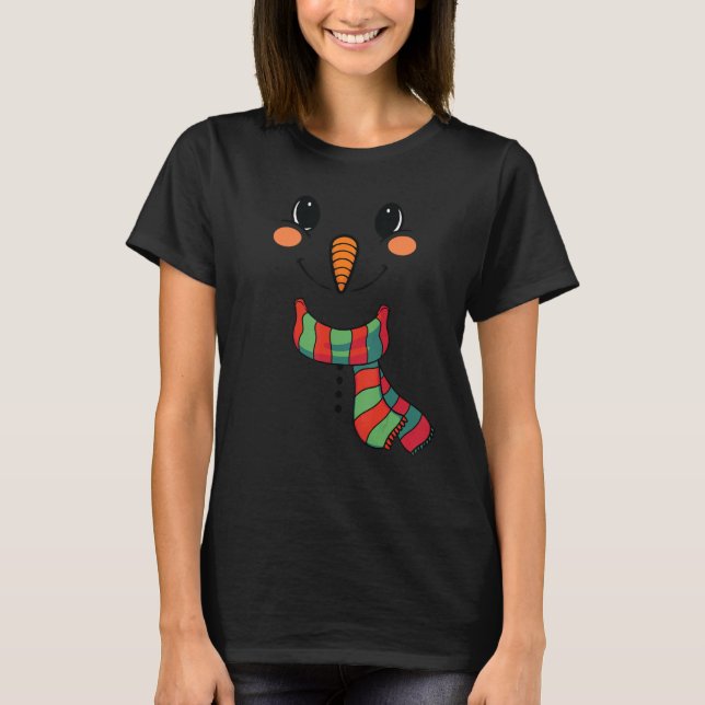 Snow Boy Snowman Face mit Carrot Nose Kids Boys T-Shirt (Vorderseite)