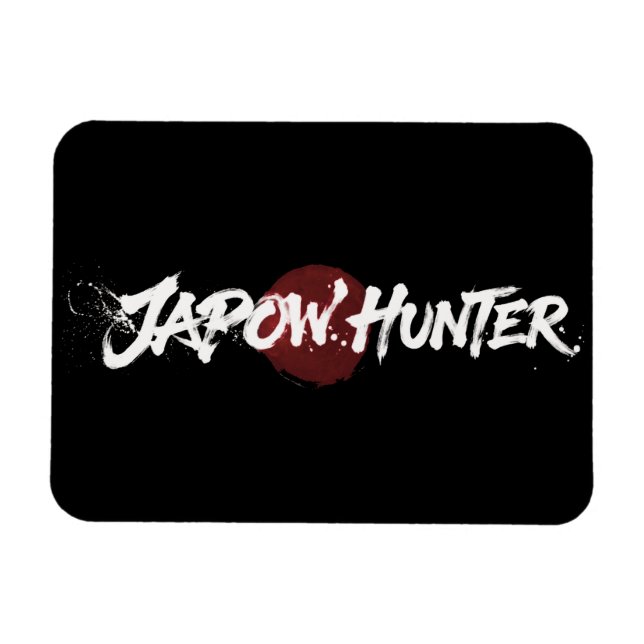 Snow Brush Art - Japow Jäger - Schwarz Magnet (Horizontal)