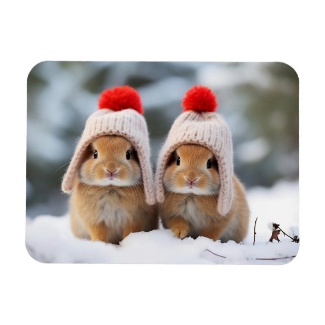 Snow Bunnies Magnet (Horizontal)