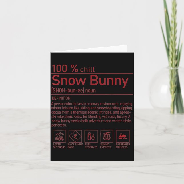 Snow Bunny Definition Funny Trendy Winter Skiing C Karte (Vorderseite)