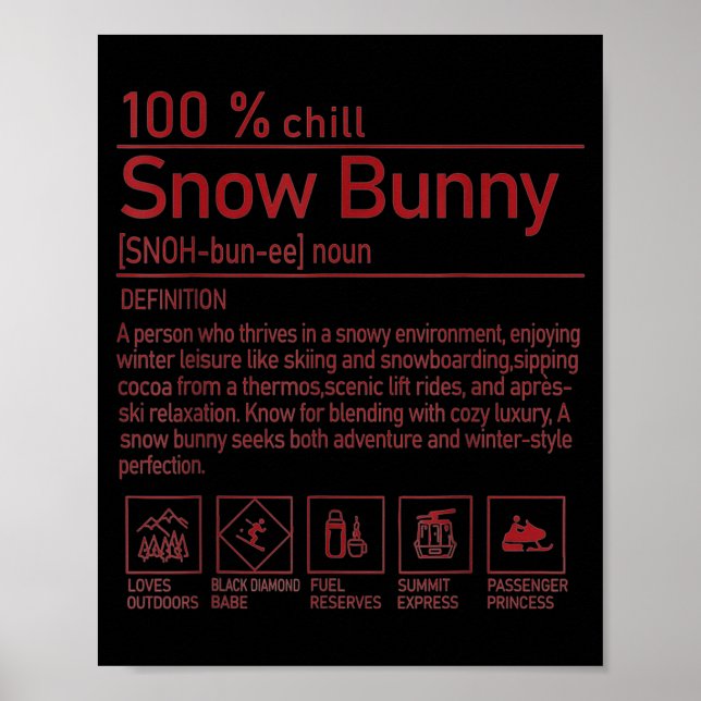 Snow Bunny Definition Funny Trendy Winter Skiing C Poster (Vorne)