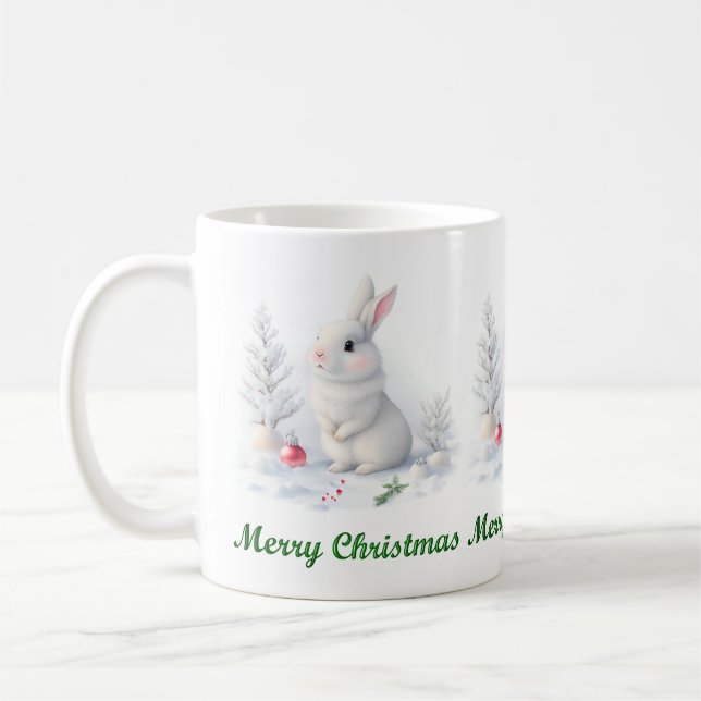 Snow Bunny Frohe Weihnachten Tasse (Links)