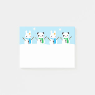 Snow Bunny & Snow Panda Post-it Klebezettel