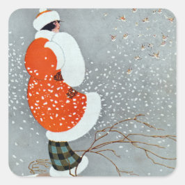 Snow Buntings - Will Hammell  Quadratischer Aufkleber