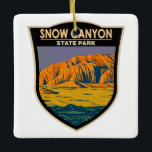 Snow Canyon Staat Park Utah Vintag Keramikornament<br><div class="desc">Snow Canyon Staat Park Kunstwerk Design. Der Park verfügt über einen Canyon,  der aus dem roten und weißen Sandstein des Roten Gebirges Navajo geschnitzt wurde,  sowie über den ausgestorbenen Vulkan Santa Clara.</div>