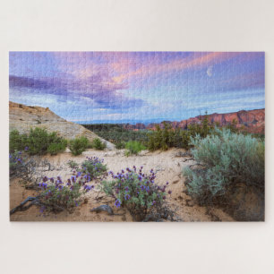 Snow Canyon Sunrise Wildblumen Landschaftliches Fo Puzzle